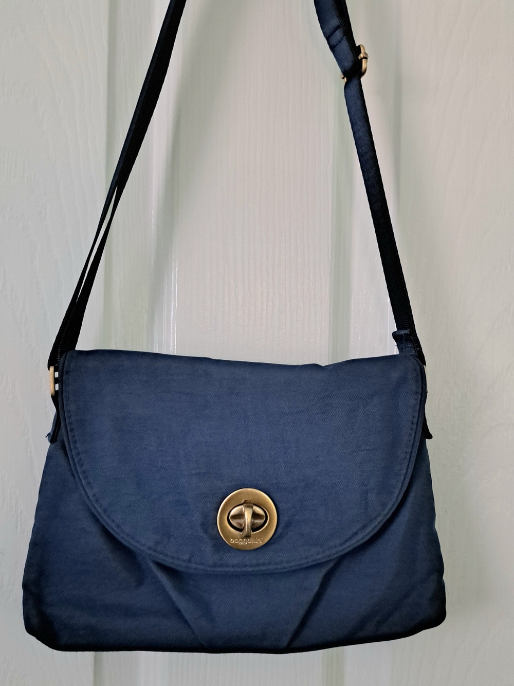 Baggallini Navy Crossbody Bag with Gold Tone Turn-Lock